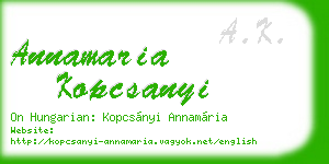 annamaria kopcsanyi business card