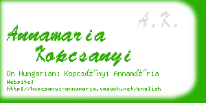 annamaria kopcsanyi business card